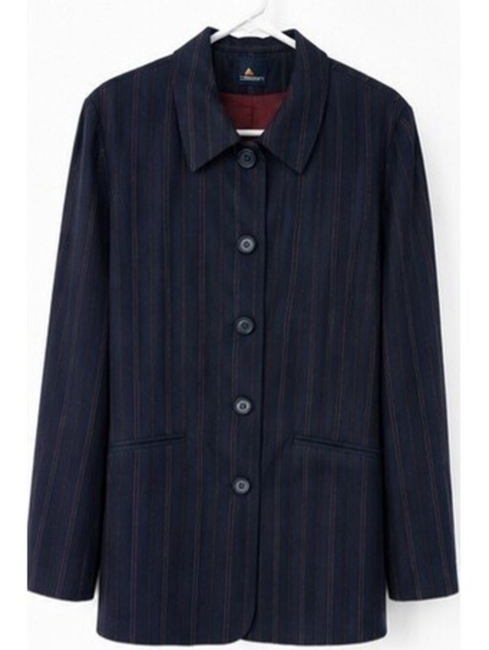 Vintage Lizsport Pinstripe Blazer Office Siren Y2K Quiet Luxury Rayon Sz 8 - Picture 3 of 8